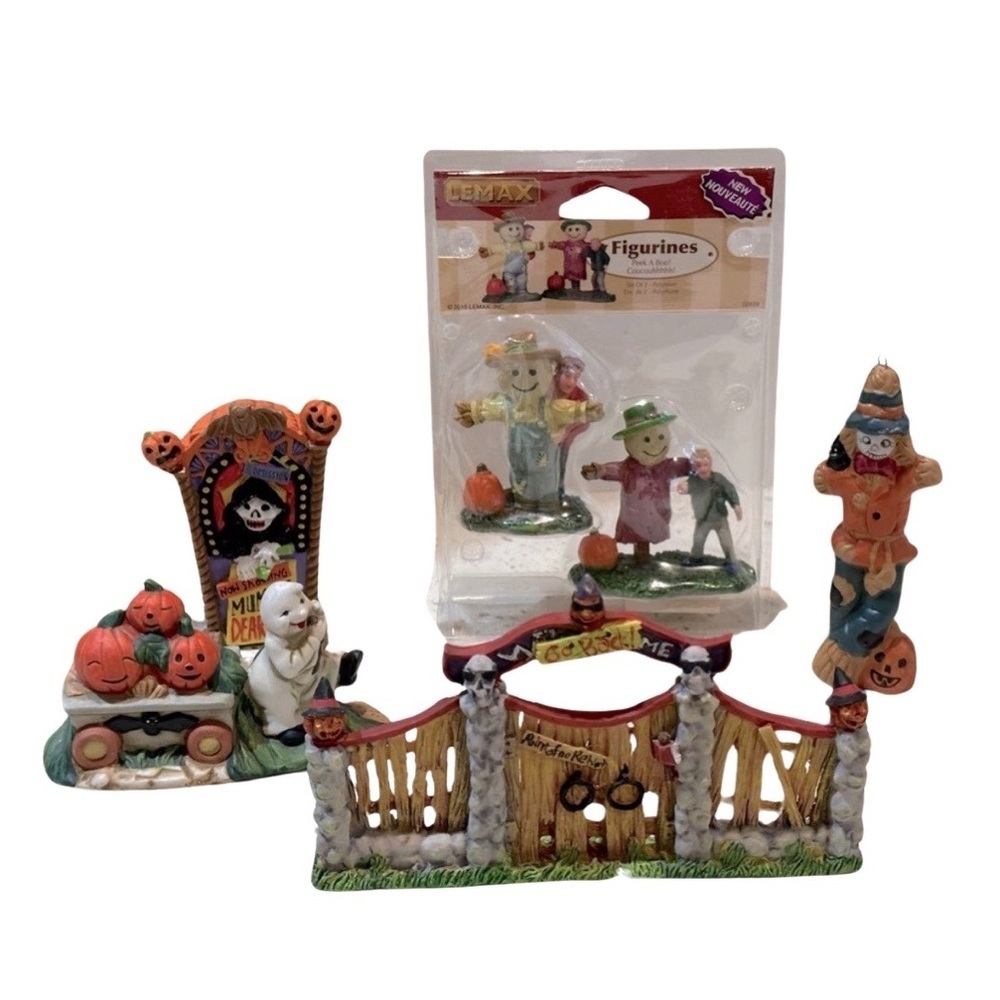 Halloween Village Accessories Set Scarecrow Pumpkins Ghost Lemax, Spooky‎ Hollow